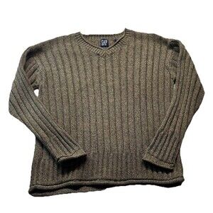 VTG Gap Sweater Womens S Tan 90’s Ribbed Chunky Knit Fisherman Grunge Y2K Preppy